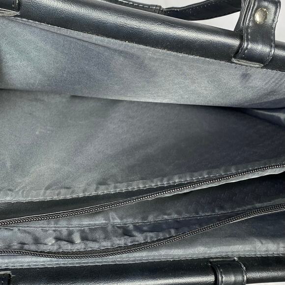 Solo New York Black Leather Laptop Bag Briefcase 15.5" Computer MacBook Strap - Picture 13 of 16